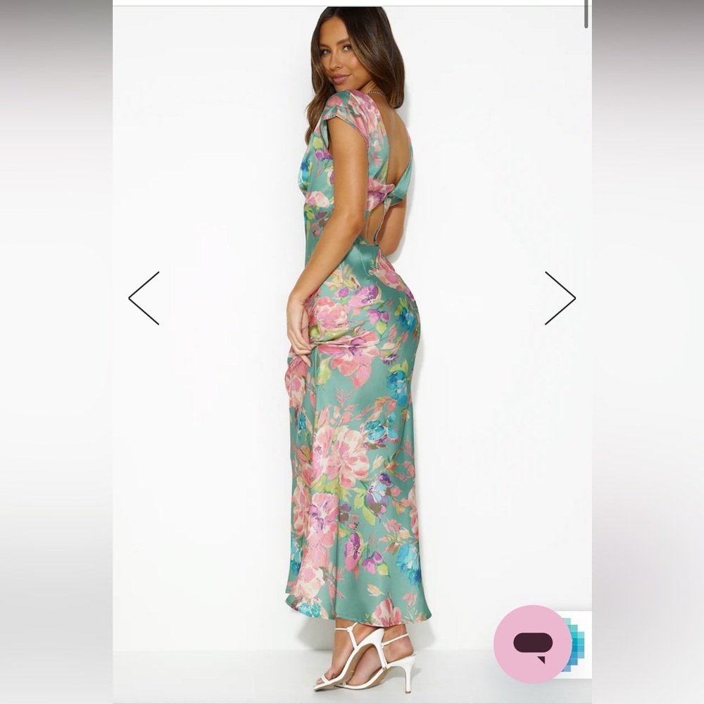 Hello Molly Mint Floral Maxi Dress with Pink Flowers